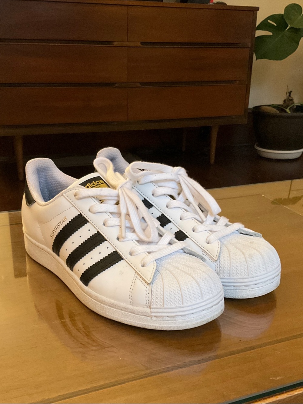 Adidas Big Kids Superstar Sneakers - White with Black Stripes - Picture 1 of 7